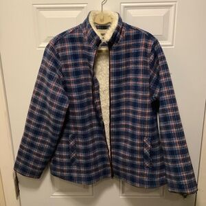 Ellen Orton Clothing| Wool Blend Jacket Shacket Sz XL Full Zip Front Blue Plaid